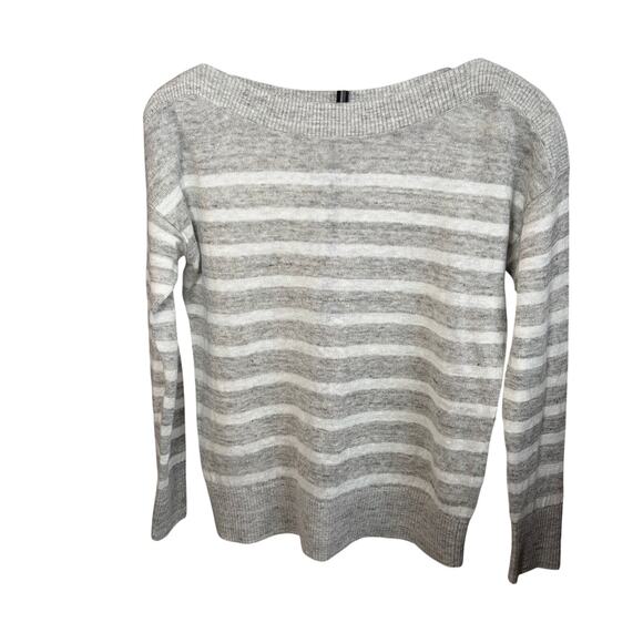 Banana Republic womens linen gray white stripe boatneck sweater. Size M nautical - Picture 1 of 5